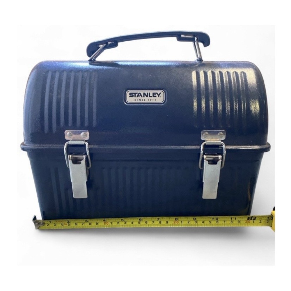 Stanley Since 1913 Blue Metal Lunch Box Food Container w/ Handle & Latches